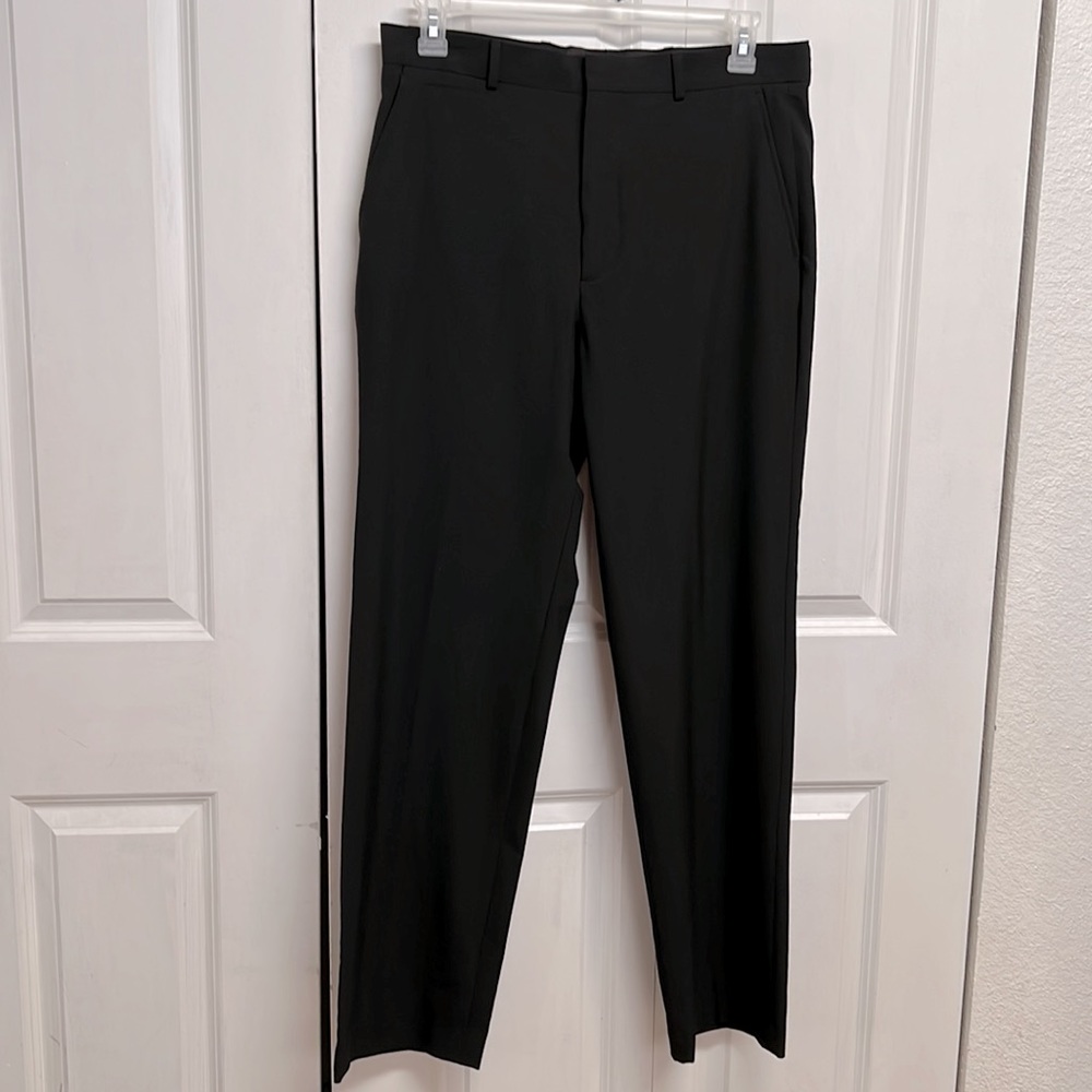 J. Ferrar Black Flat Front Viscose Blend Straight Leg Pants Size 34 x 32